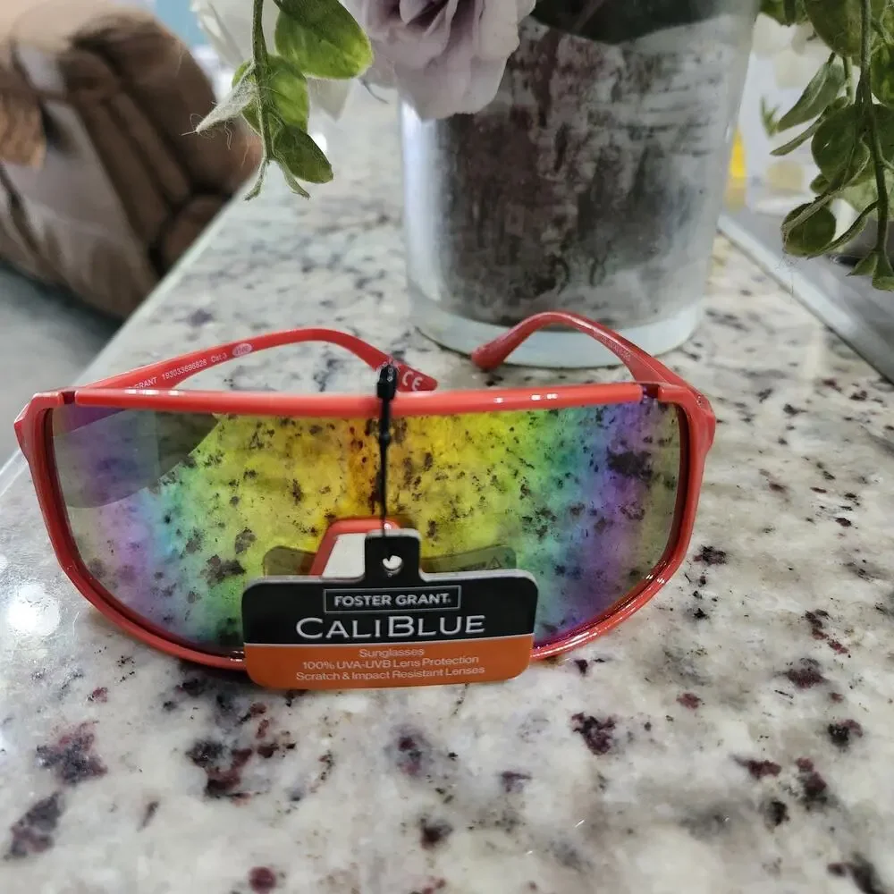 NWT Foster Grant CaliBlue Sunglasses Neon Orange 100% UVA-UVB Scratch Resistant